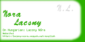 nora lacsny business card